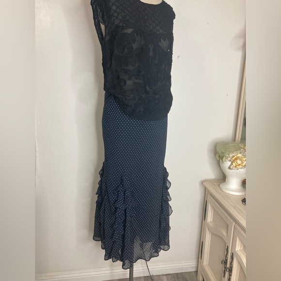 Cute vintage polka dot ruffle midi skirt - Picture 2 of 6